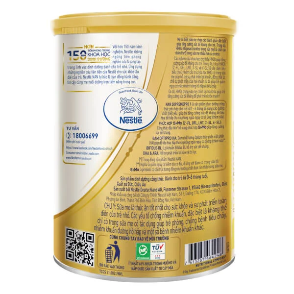 Combo 2 Sữa NAN SUPREME PRO số 1 400g (0-6 tháng)