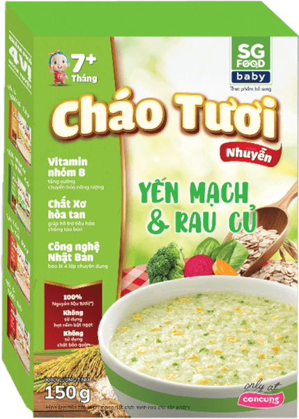 Cháo tươi trẻ em SG Food vị Yến mạch & Rau củ (150g)