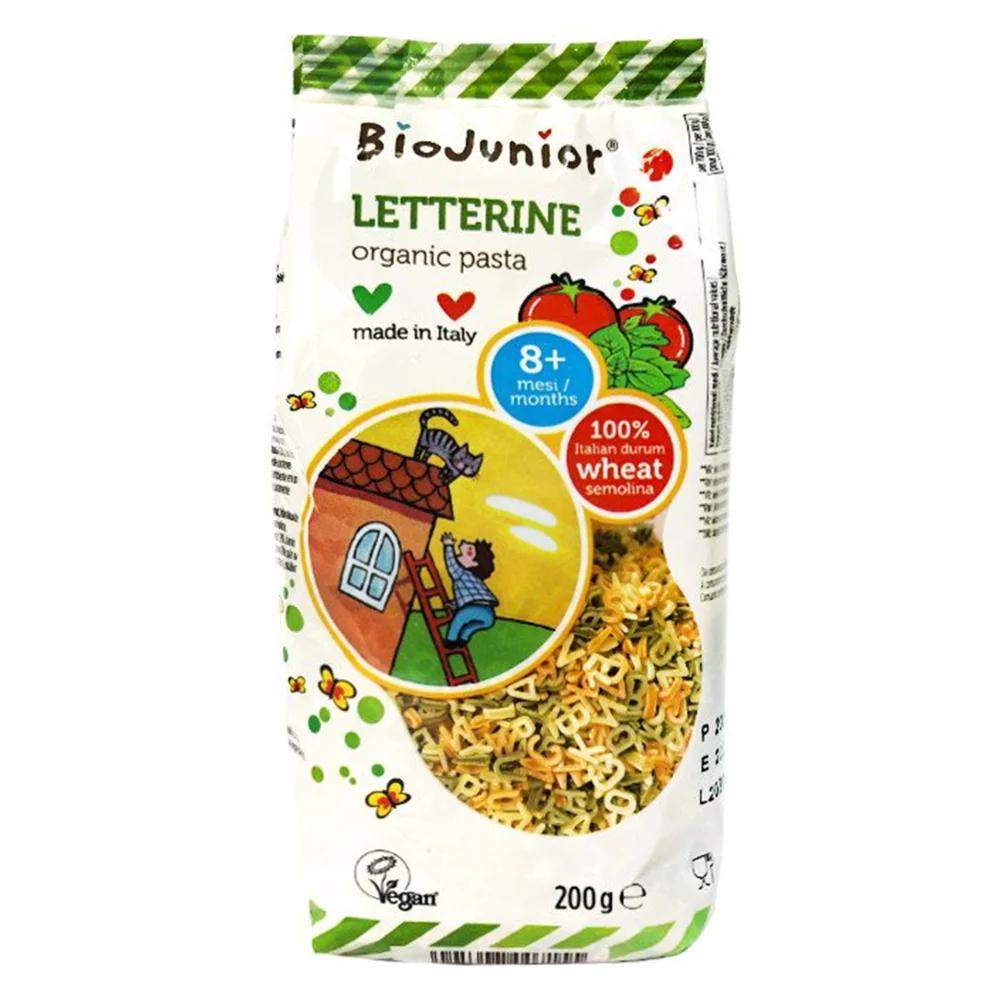 Mì nui ăn dặm hữu cơ cho bé hình chữ cái BioJunior 200g