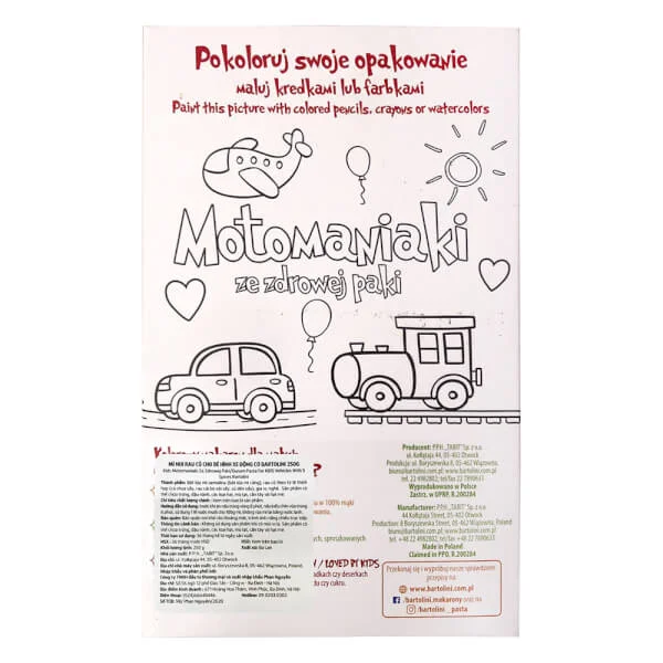 Mì nui rau củ cho bé hình xe động cơ Bartolini (250g)