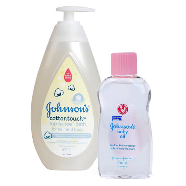 Combo 1 Tắm gội dịu nhẹ như bông Johnson's baby cotton touch 500ml và 1 Dầu Massage và dưỡng ẩm Johnson Baby (200ml)