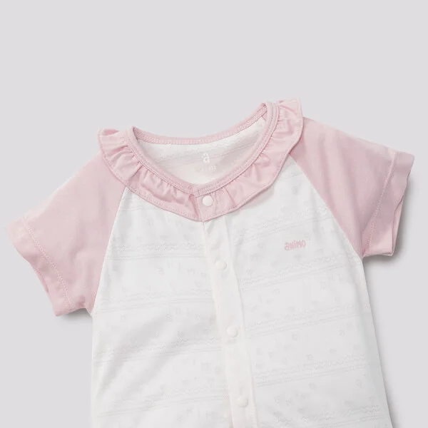 Bodysuit đùi dêt jacquard Animo I1121053 (0-12M,Hồng nhạt)