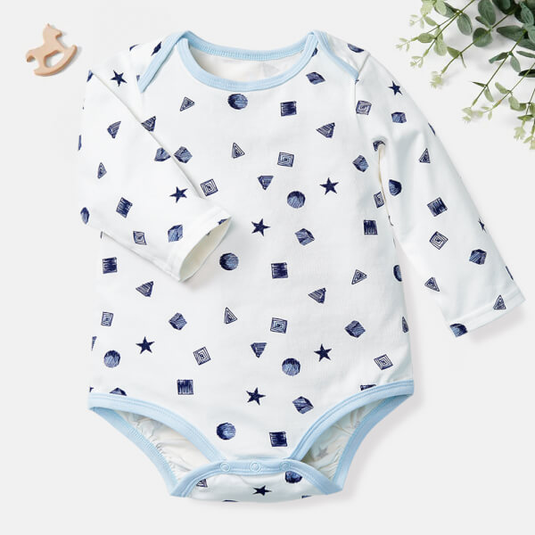 Bodysuit bé trai tam giác Animo B1121006 (0-12M,Trắng)