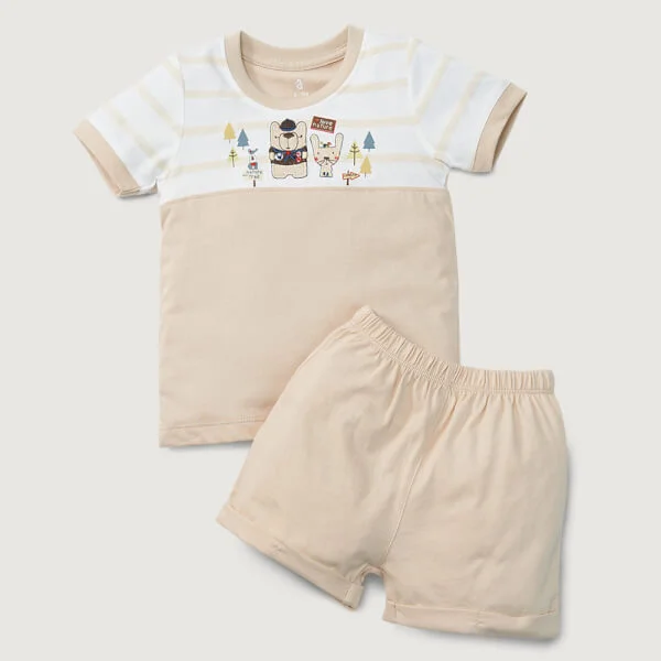 Bộ bé trai ngắn BST thú cưng Animo B1121025 (6M-3Y,Trắng)