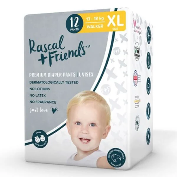 Tã quần Rascal + Friends (XL, 13-18kg, 12 miếng)