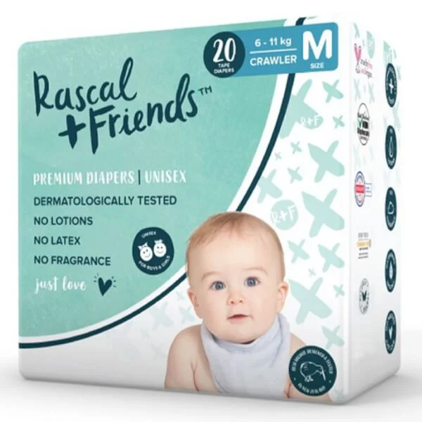 Tã dán Rascal + Friends (M, 6-11kg, 20 miếng)