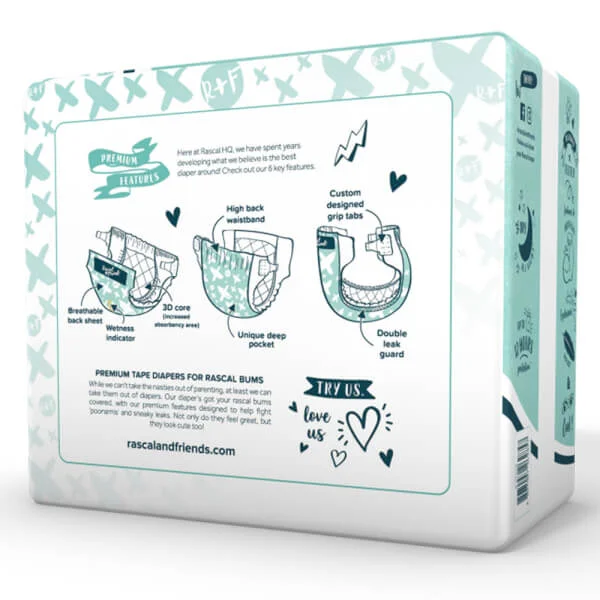 Tã dán Rascal + Friends (S, 4-8kg, 22 miếng)