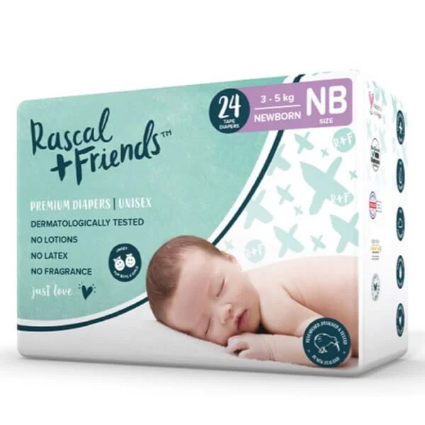 Tã dán sơ sinh Rascal + Friends (NB, 3-5kg, 24 miếng)