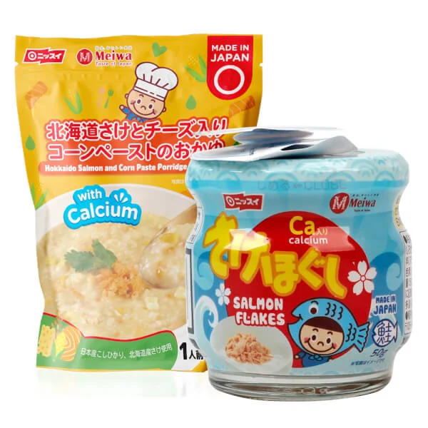 Combo 1 Cháo tươi Meiwa vị cá hồi Hokkaido, bắp, phô mai và 1 Ruốc cá hồi - SALMON FLAKE 50g