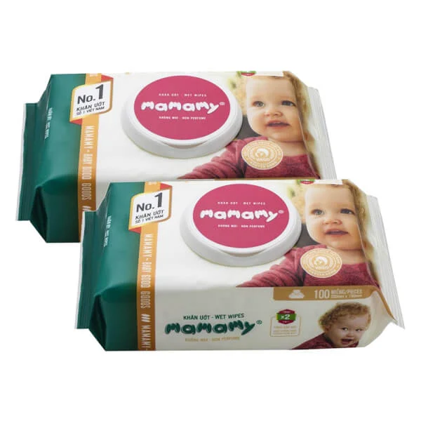 Combo 2 Khăn ướt Mamamy không mùi 100 tờ
