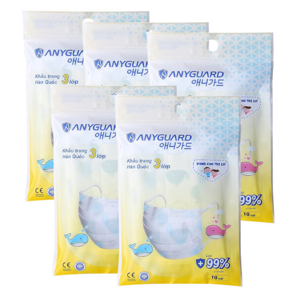 Combo 5 Khẩu trang y tế cho bé Anyguard (10 cái/ túi)