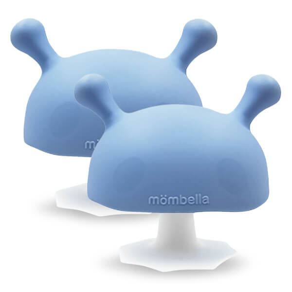 Combo 2 Gặm nướu silicone Mombella hình nấm (P8101, Xanh dương)