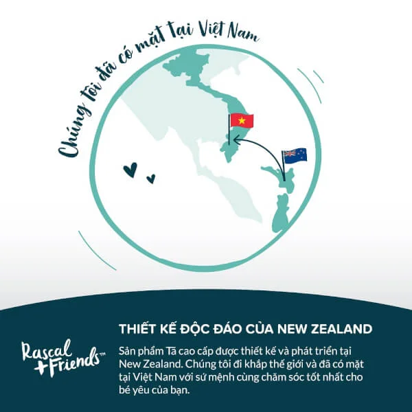 Combo 2 Tã dán sơ sinh Rascal + Friends (L, 10-15kg, 50 miếng)