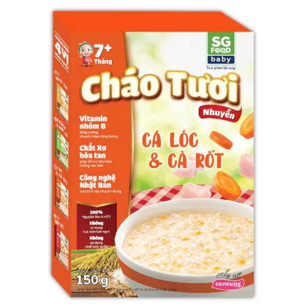 Combo 3 Cháo tươi trẻ em SG Food vị Cá lóc & Cà rốt (150g)