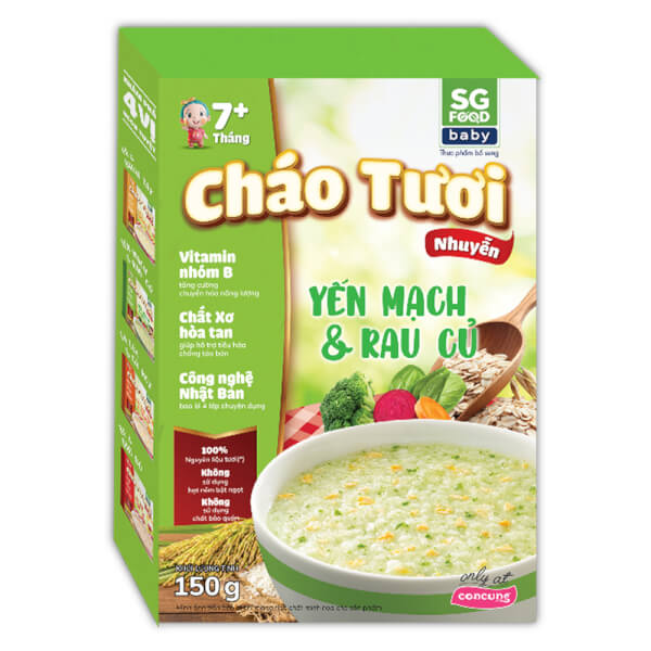 Combo 3 Cháo tươi trẻ em SG Food vị Yến mạch & Rau củ (150g)