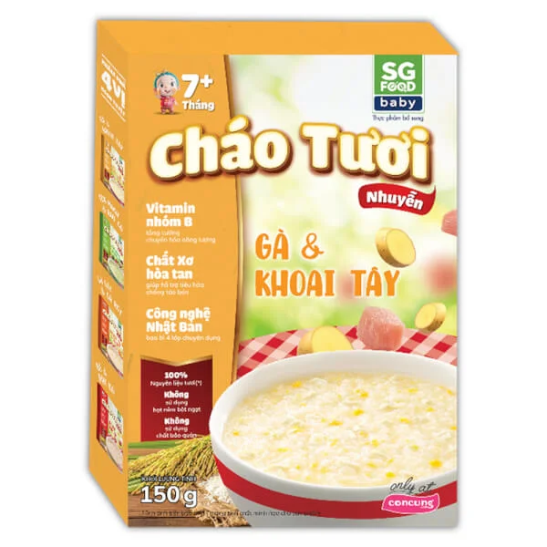 Combo 3 Cháo tươi trẻ em SG Food vị Gà & Khoai tây (150g)