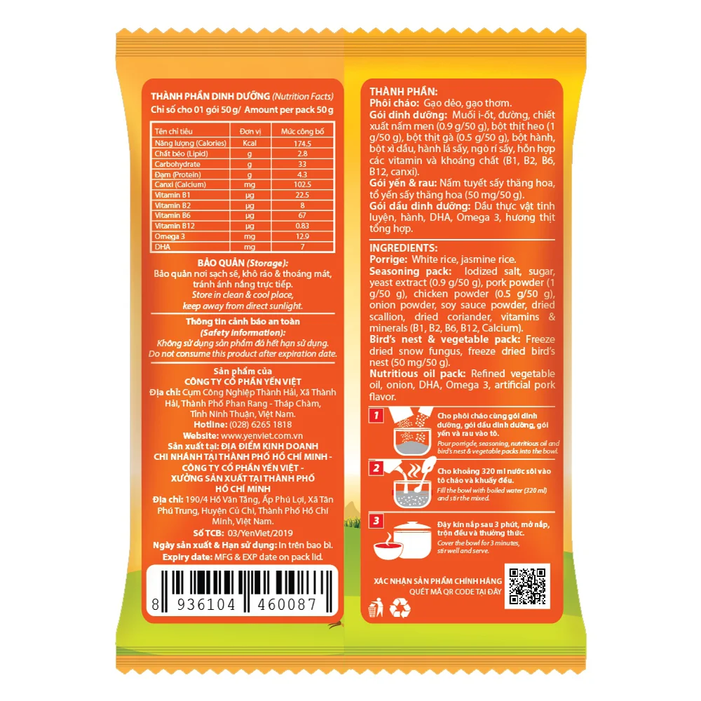 Cháo Yến Trẻ Em YenViet Nest IQ - Vị Thịt Bằm 50g