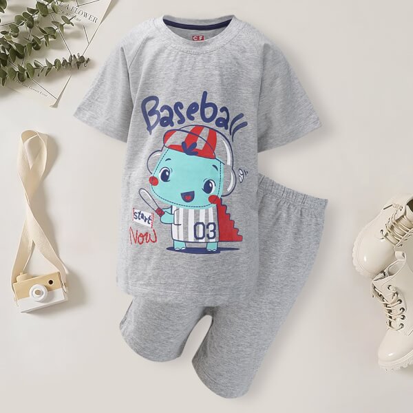Bộ áo quần mặc nhà bé trai ngắn CF B0820012 (5-6Y,Xám)