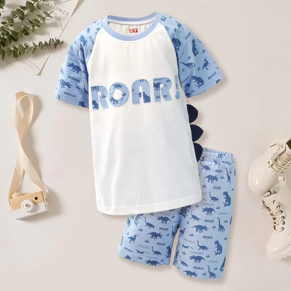 Bộ thun mặc nhà bé trai ngắn CF B1120005 (3-4Y,Trắng)