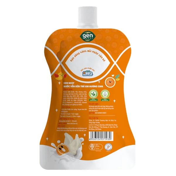 Nước yến sữa trẻ em Gennest hương Cam 105ml