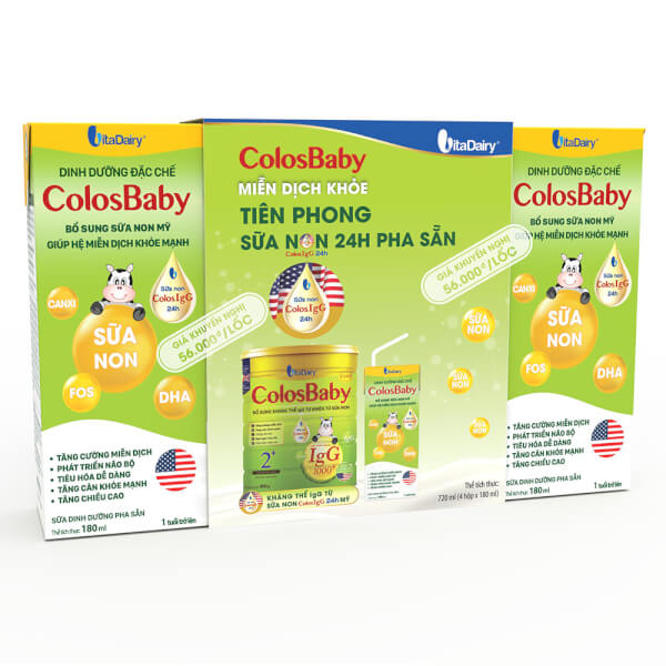 Thùng Sữa bột pha sẵn Colosbaby 180ml (lốc 4 hộp) - 12 lốc