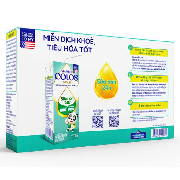 Thùng Sữa non Vinamilk ColosGold 180ml (từ 1 tuổi) lốc 4 hộp - 12 lốc