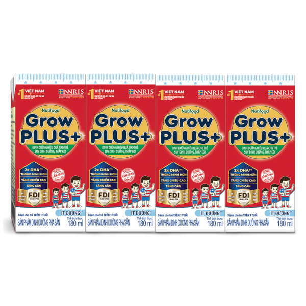 Combo 2 thùng SPDDPS GrowPLUS ít đường 180ml, lốc 4 hộp (24 lốc)