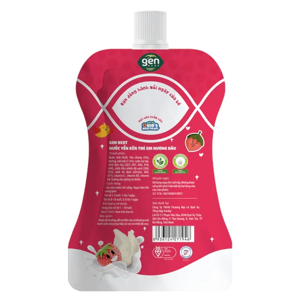 Combo 6 Nước yến sữa trẻ em Gennest hương Dâu 105ml