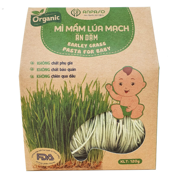 Combo 4 Mì mầm lúa mạch ăn dặm cho bé Anpaso 120g