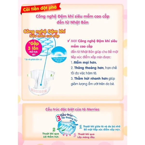 Bỉm tã dán Merries size S 82 miếng (4-8kg)