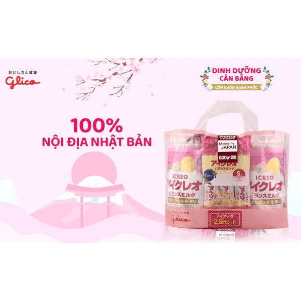 Sữa Glico Icreo số 0 800g - combo 2 lon (0-12 tháng)