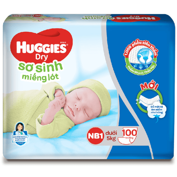 Miếng lót Huggies size Newborn 1 100 miếng (dưới 5kg)