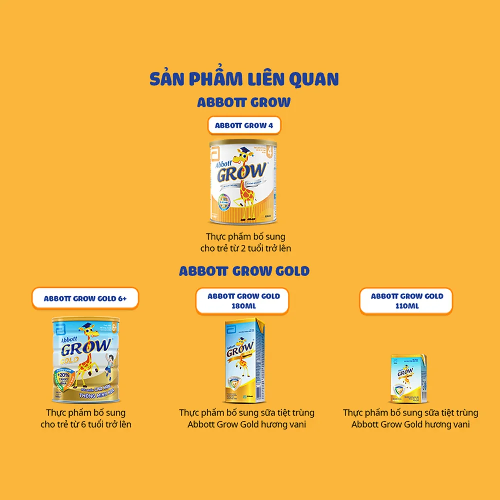 Combo 5 Sữa Abbott Grow 3+ 850g (3-6 tuổi) (tên cũ: Abbott Grow Gold 3+, giao bao bì ngẫu nhiên)
