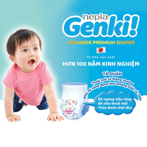 Bỉm tã dán Genki size Newborn 44 miếng (dưới 5kg) (giao bao bì ngẫu nhiên)