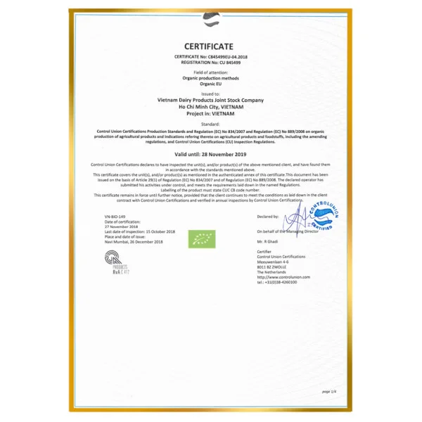 Sữa Vinamilk Organic Gold 2 850g (6-12 tháng)