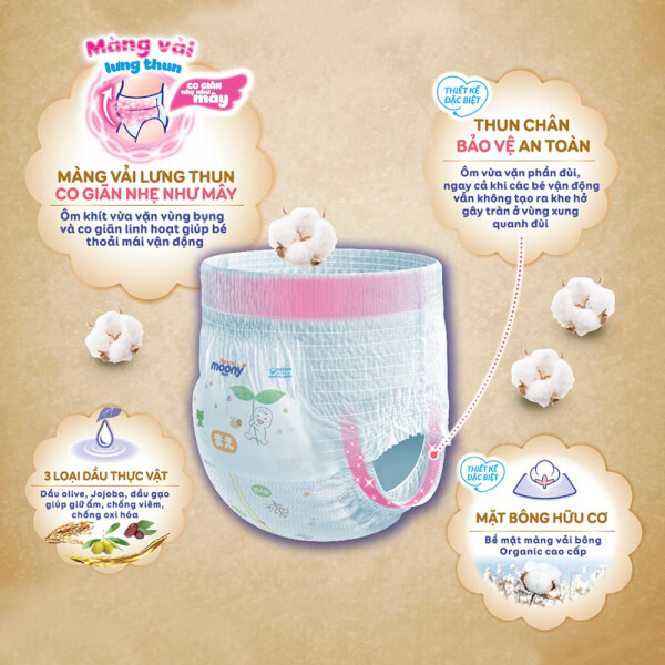 Combo 3 gói Bỉm tã quần Moony Natural size M 46 miếng (5-10kg)