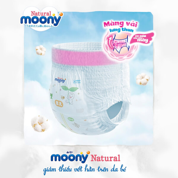 Combo 3 gói Bỉm tã quần Moony Natural size M 46 miếng (5-10kg)