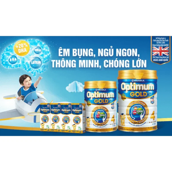 Thùng sữa uống dinh dưỡng Optimum Gold 180ml (Lốc 4 hộp)