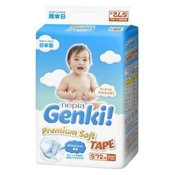 Bỉm tã dán Genki size S 72 miếng (4-8kg) (giao bao bì ngẫu nhiên)