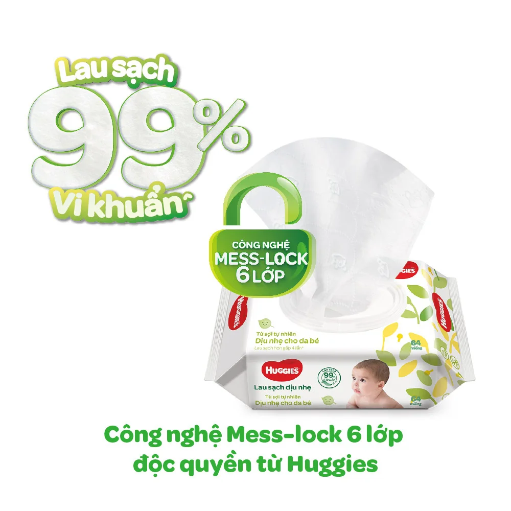 Khăn ướt cao cấp Huggies bơ hạt mỡ 72 Miếng