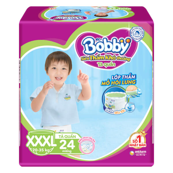 Combo 2 gói Bỉm tã quần Bobby size XXXL 24 miếng (20-35kg)