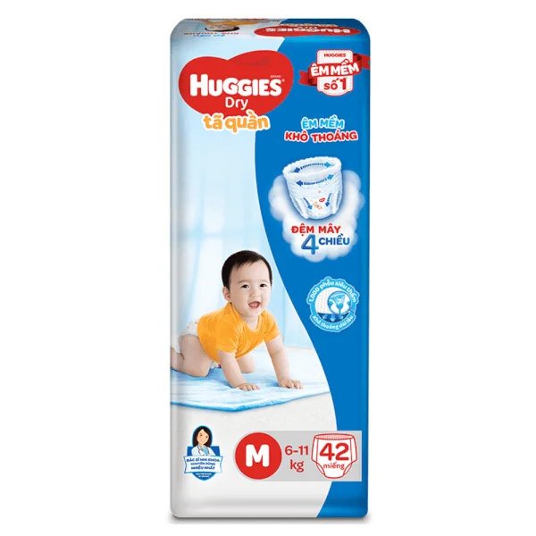 Bỉm tã quần Huggies Dry size M 42 miếng (6-11kg) (Sản phẩm sẽ được giao với bao bì ngẫu nhiên)