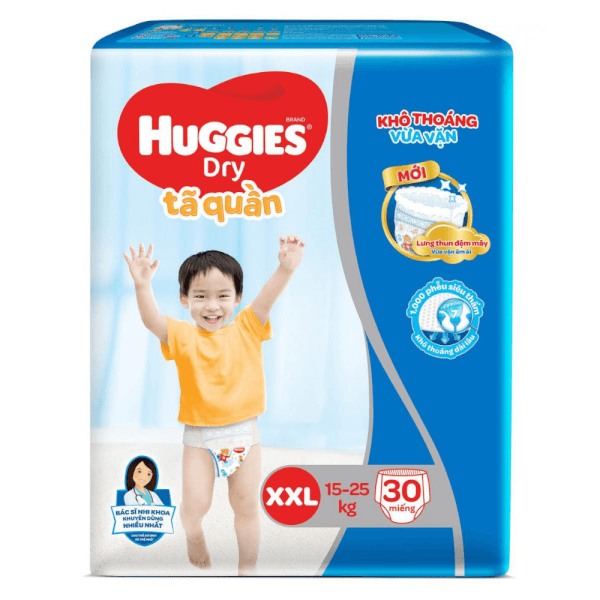 Bỉm tã quần Huggies Dry size XXL 30 miếng (15-25kg) (Sản phẩm sẽ được giao với bao bì ngẫu nhiên)