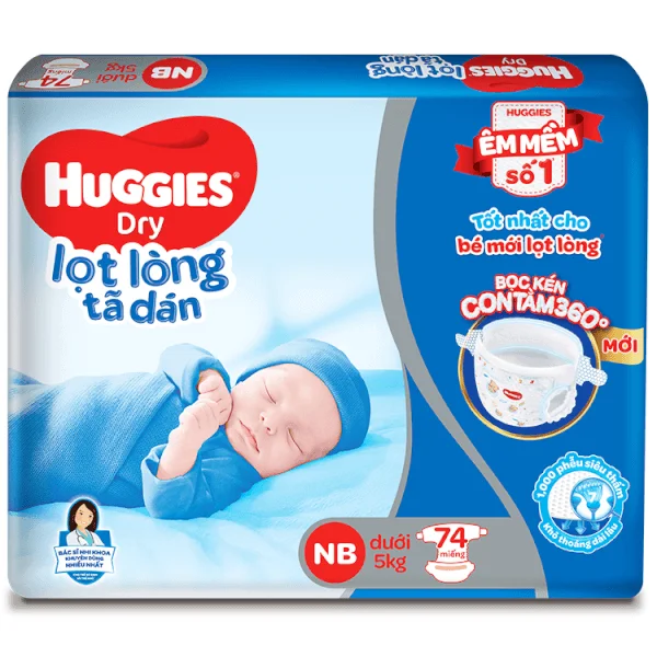 Bỉm tã dán sơ sinh Huggies size NB 74 miếng (dưới 5kg)