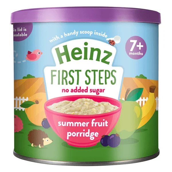 Thức ăn bổ sung dành cho trẻ từ 7 tháng tuổi trở lên: Cháo trái cây mùa hè - Heinz Summer Fruit Porridge