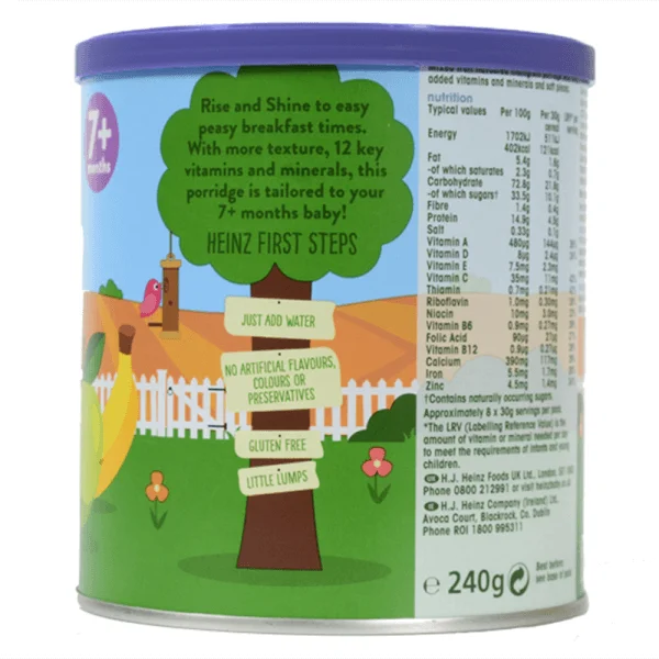 Thức ăn bổ sung dành cho trẻ từ 7 tháng tuổi trở lên: Cháo trái cây mùa hè - Heinz Summer Fruit Porridge