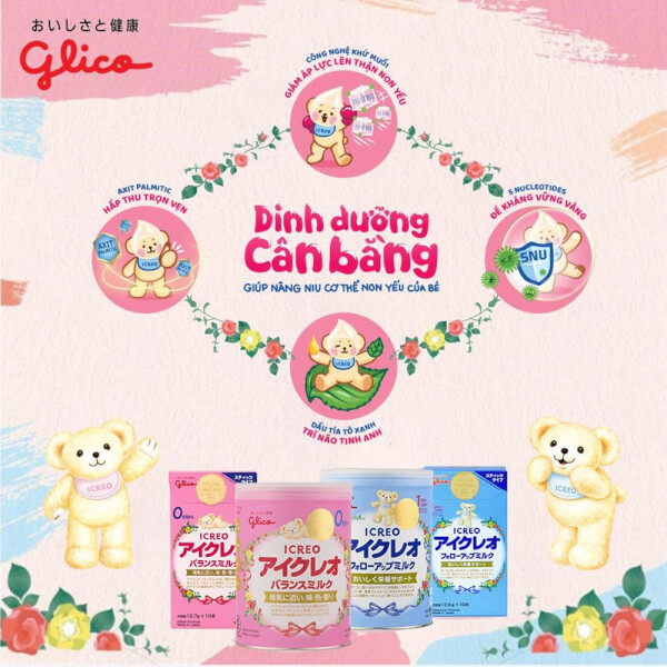 Combo 4 Sữa Glico Icreo số 0 800g (0-12 tháng)