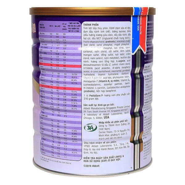 Combo 4 Thực phẩm dinh dưỡng y học cho trẻ 1-10 tuổi: Pediasure vani 1.6kg