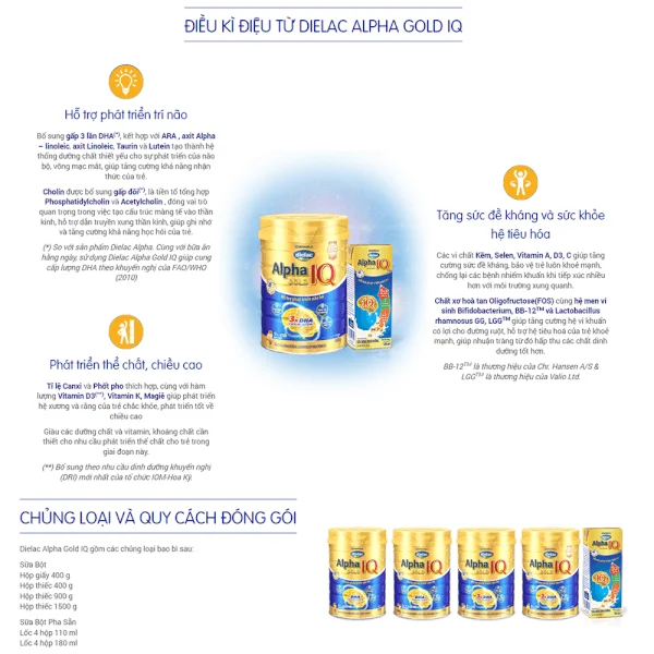 Combo 4 lon Sữa Dielac Alpha Gold IQ 1 900g (0-6 tháng)