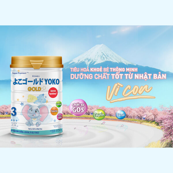 Combo 4 lon Sữa Vinamilk Yoko Gold 3 850g (2-6 tuổi)